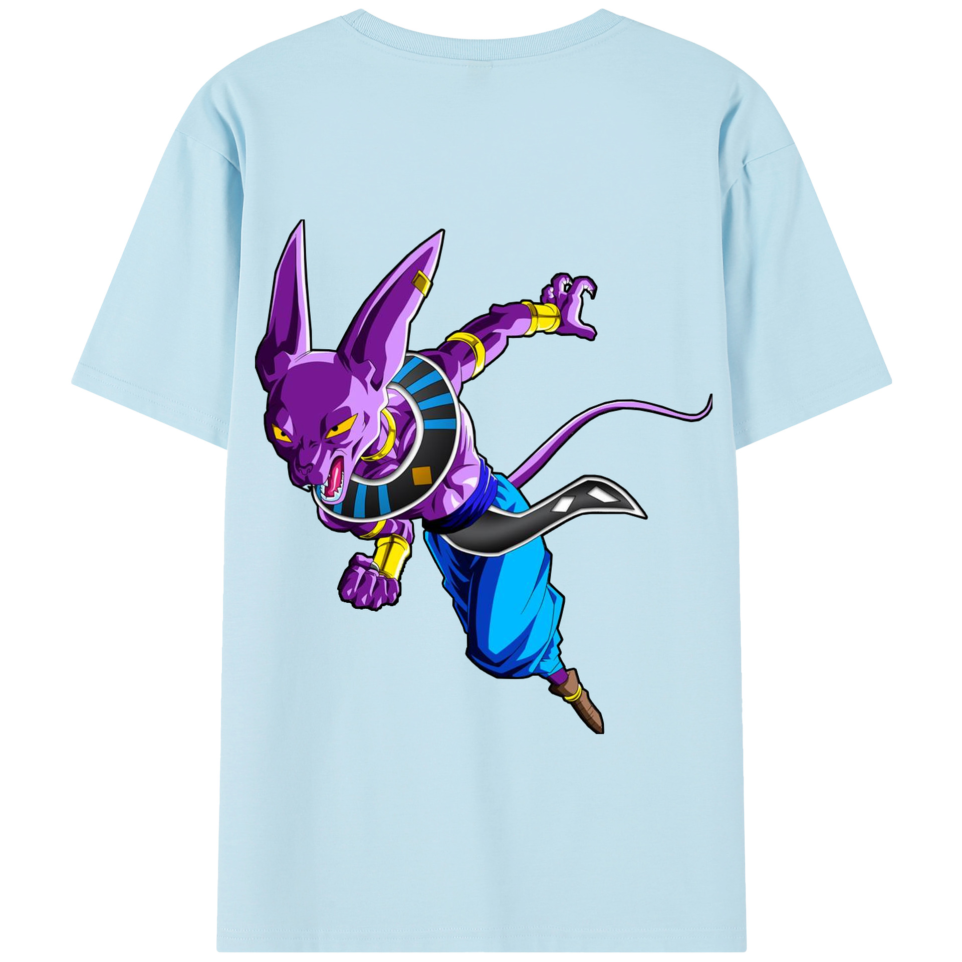 （画像用） ドラゴンボール ビルス 破壊神ビルス DRAGON BALL Beerus Birusu 綿100％半袖Tシャツ（背面プリント）